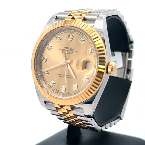 Pre-Owned Rolex Datejust 41mm 2 Tone 18k Yellow Gold Watch 1263331 Fluted Bezel