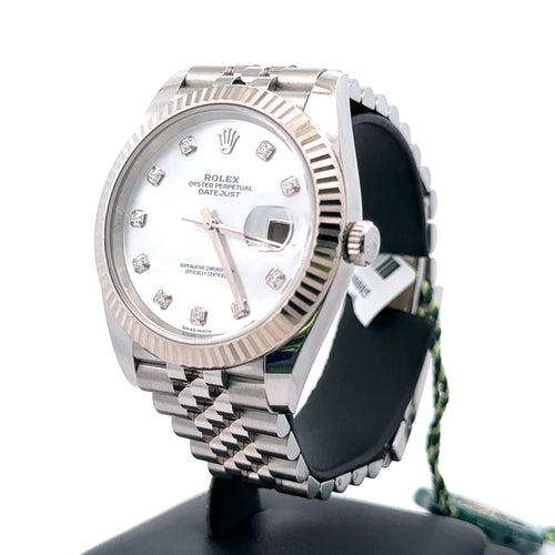 Pre-Owned Rolex Datejust 41mm Stainless Steel Watch 126334 Gold Fluted Bezel