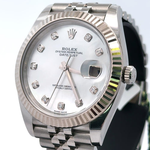 Pre-Owned Rolex Datejust 41mm Stainless Steel Watch 126334 Gold Fluted Bezel