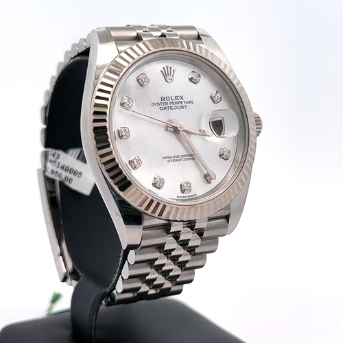 Pre-Owned Rolex Datejust 41mm Stainless Steel Watch 126334 Gold Fluted Bezel