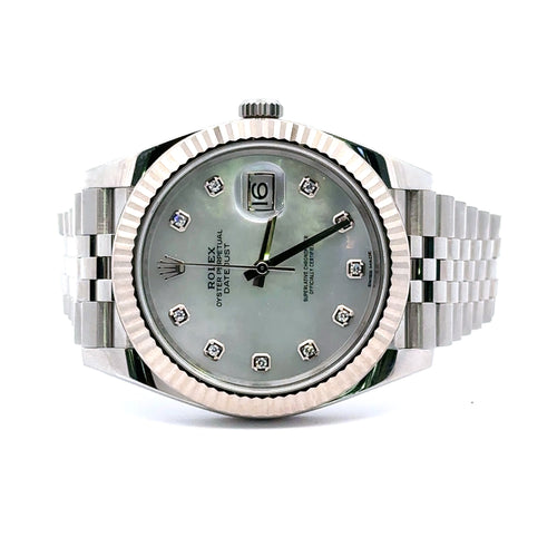 Pre-Owned Rolex Datejust 41mm Stainless Steel Watch 126334 Gold Fluted Bezel