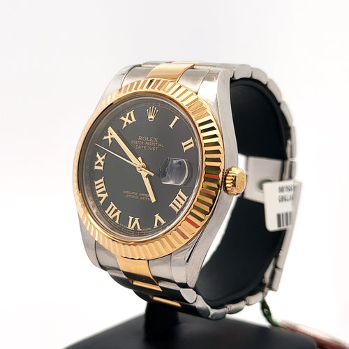 Pre-Owned Rolex Datejust 41mm 2 tone 18k Yellow Gold Watch 116333, Fluted bezel