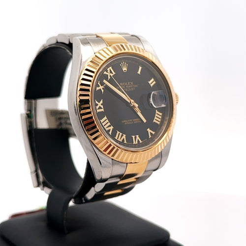 Pre-Owned Rolex Datejust 41mm 2 tone 18k Yellow Gold Watch 116333, Fluted bezel