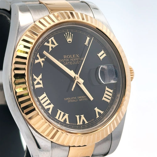 Pre-Owned Rolex Datejust 41mm 2 tone 18k Yellow Gold Watch 116333, Fluted bezel