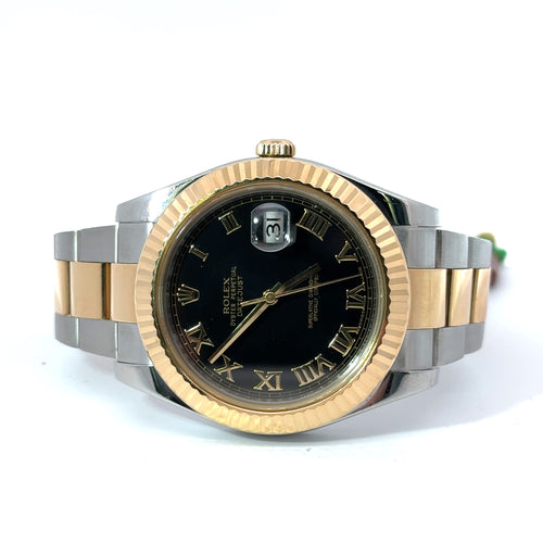 Pre-Owned Rolex Datejust 41mm 2 tone 18k Yellow Gold Watch 116333, Fluted bezel