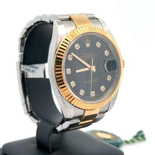 Pre-Owned Rolex Datejust 41mm 2 tone 18k Yellow Gold Watch 126333, Fluted bezel