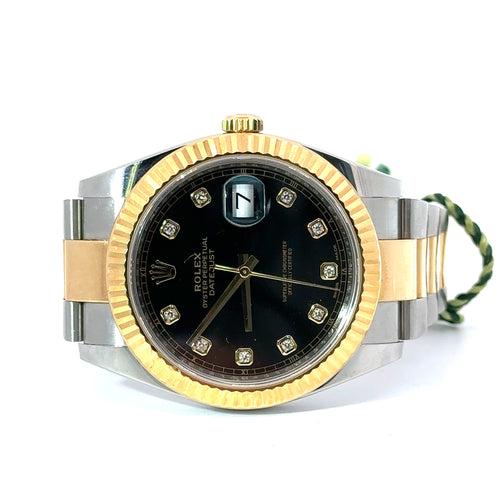 Pre-Owned Rolex Datejust 41mm 2 tone 18k Yellow Gold Watch 126333, Fluted bezel