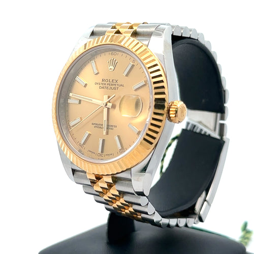 Pre-Owned Rolex Datejust 41mm 2 Tone 18k Yellow Gold Watch 126333 Fluted Bezel