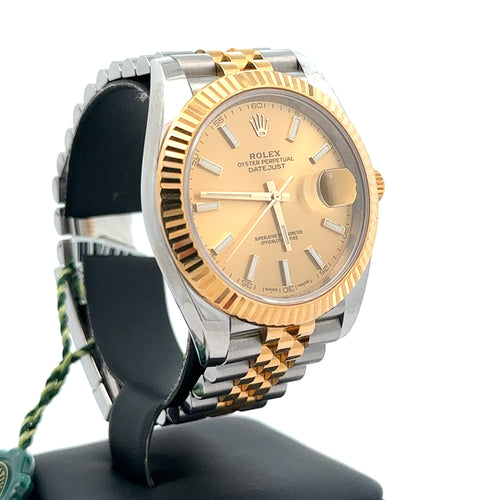 Pre-Owned Rolex Datejust 41mm 2 Tone 18k Yellow Gold Watch 126333 Fluted Bezel