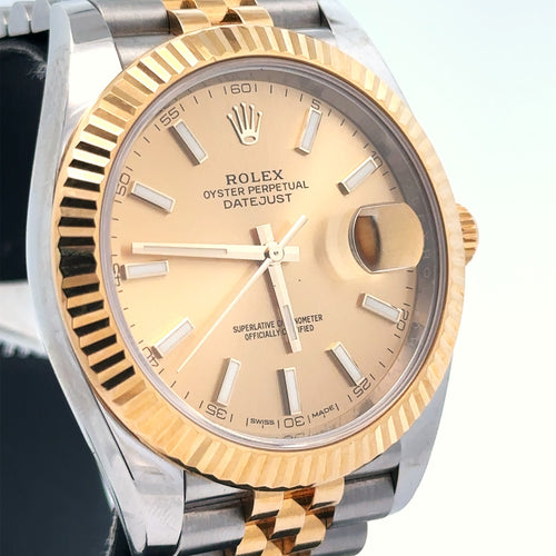 Pre-Owned Rolex Datejust 41mm 2 Tone 18k Yellow Gold Watch 126333 Fluted Bezel