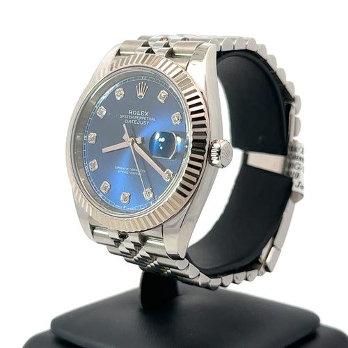 Pre-Owned Rolex Datejust 41mm Stainless Steel Watch 126334 Gold Fluted Bezel Philadelphia