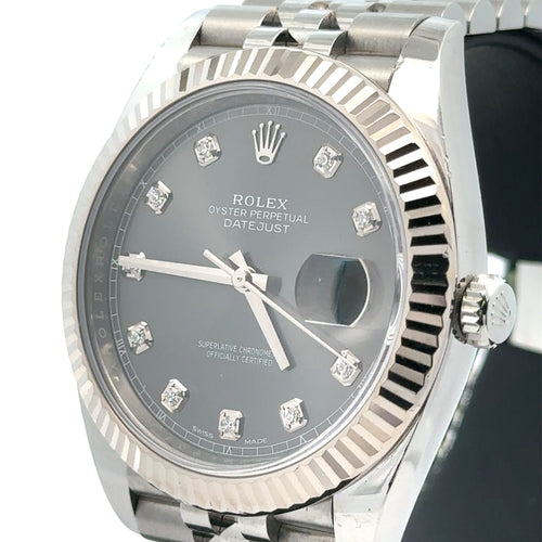 Pre-Owned Rolex Datejust 41mm Stainless Steel Watch 126334 Gold Fluted Bezel Philadelphia