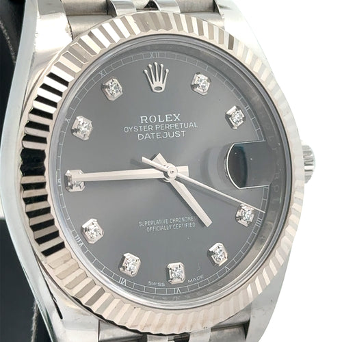 Pre-Owned Rolex Datejust 41mm Stainless Steel Watch 126334 Gold Fluted Bezel Philadelphia