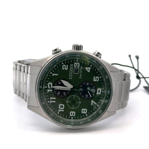 Citizen Eco Drive Chronograph Stainless steel 43mm Green Dial Watch CA0770-56X