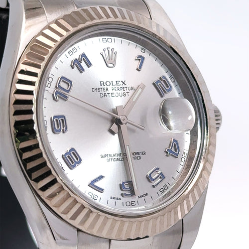 Pre-Owned Rolex Datejust II 41mm Stainless Steel Watch 116334 Gold Fluted bezel