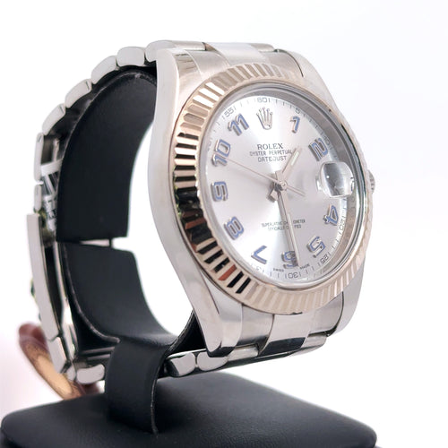 Pre-Owned Rolex Datejust II 41mm Stainless Steel Watch 116334 Gold Fluted bezel