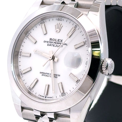 Pre-Owned Rolex Datejust 41mm Stainless Steel Watch 126300 Gold Fluted bezel