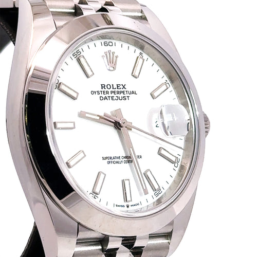 Pre-Owned Rolex Datejust 41mm Stainless Steel Watch 126300 Gold Fluted bezel