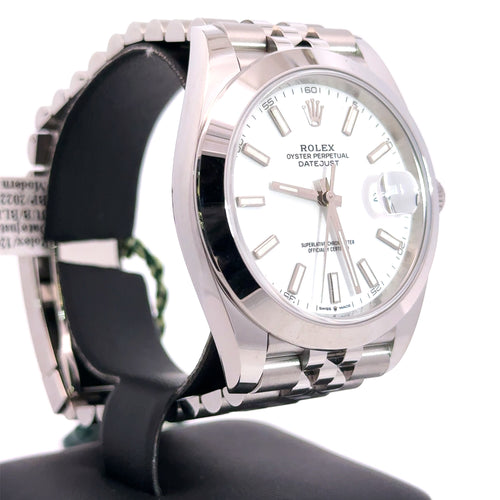 Pre-Owned Rolex Datejust 41mm Stainless Steel Watch 126300 Gold Fluted bezel