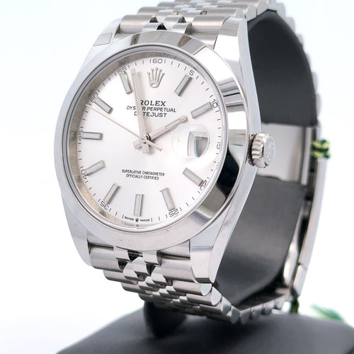 Pre-Owned Rolex Datejust 41mm Stainless Steel Watch 126300 Gold Fluted bezel