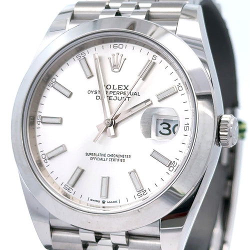 Pre-Owned Rolex Datejust 41mm Stainless Steel Watch 126300 Gold Fluted bezel