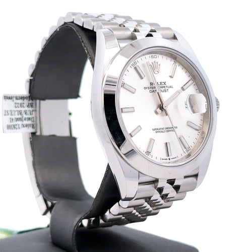 Pre-Owned Rolex Datejust 41mm Stainless Steel Watch 126300 Gold Fluted bezel