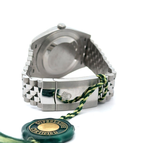 Pre-Owned Rolex Datejust 41mm Stainless Steel Watch 126300 Gold Fluted bezel