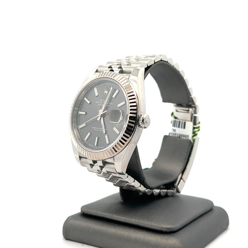 Pre-Owned Rolex Datejust 41mm Stainless Steel Watch 126334 Gold Fluted bezel