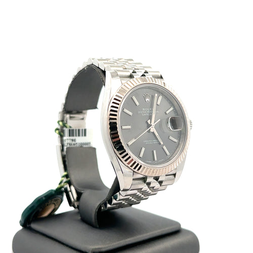 Pre-Owned Rolex Datejust 41mm Stainless Steel Watch 126334 Gold Fluted bezel