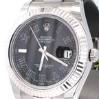 Pre-Owned Rolex Datejust II 41mm Stainless Steel Watch 116334 Gold Fluted bezel