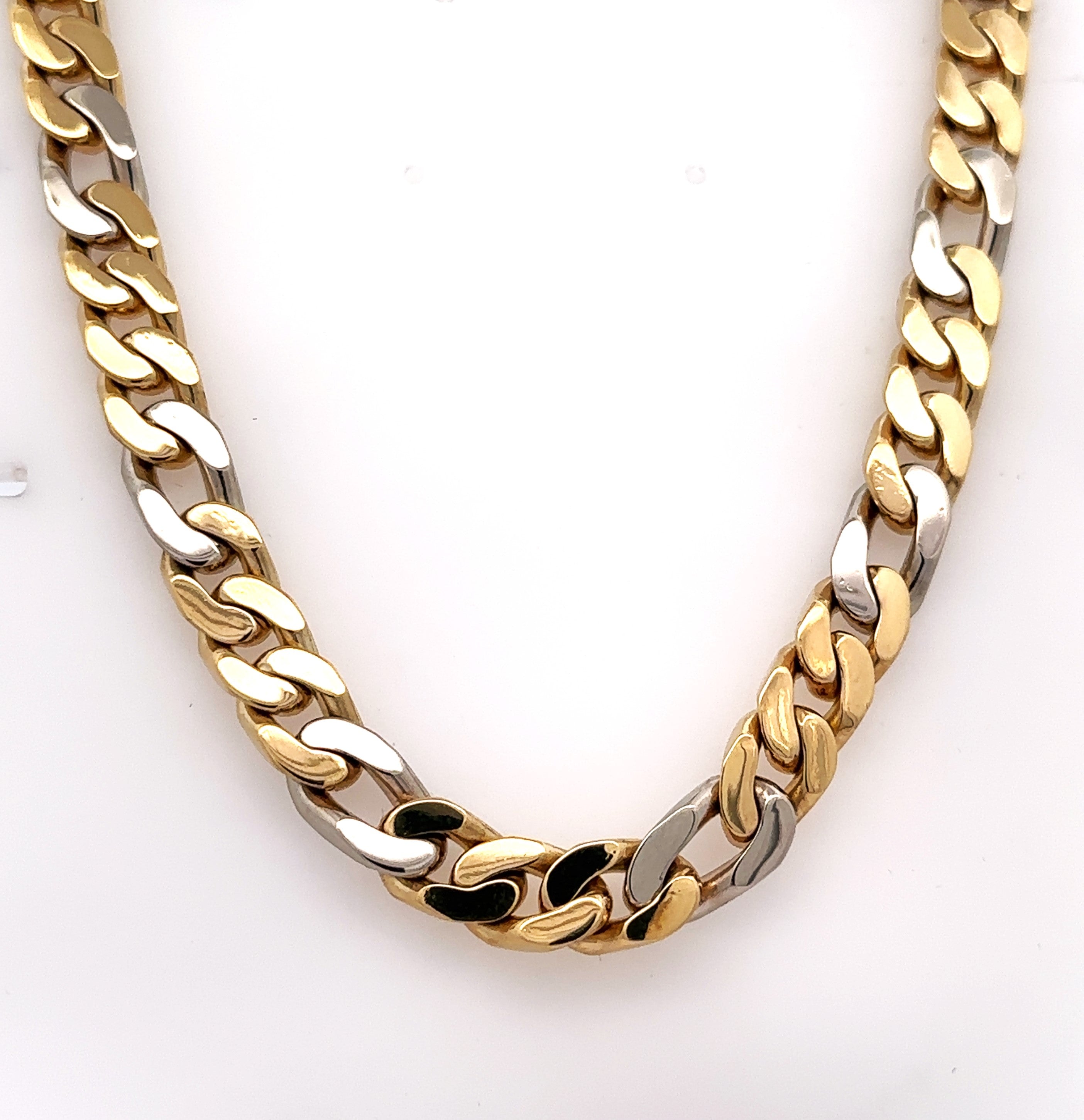 18K Yellow & white Gold Mens Fancy Link Chain Necklace, 229.1G, 30' S1