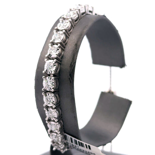 14k White Gold 2.50CT Diamond Bolo Bracelet, 13.2g, S107827