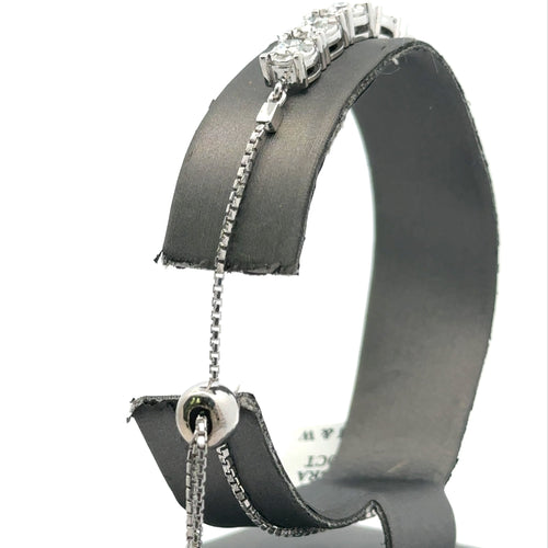 14k White Gold 2.50CT Diamond Bolo Bracelet, 13.2g, S107827