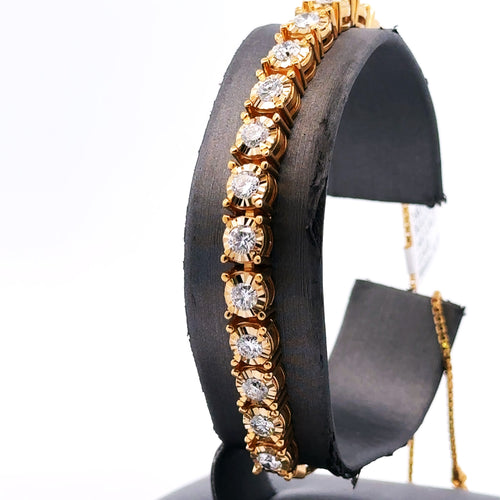 14k Yellow Gold 2.25CT Diamond Bolo Bracelet, 12.8g, S107746