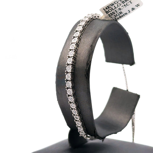 14k White Gold 0.50CT Diamond Bolo Bracelet, 7.2g, S107830