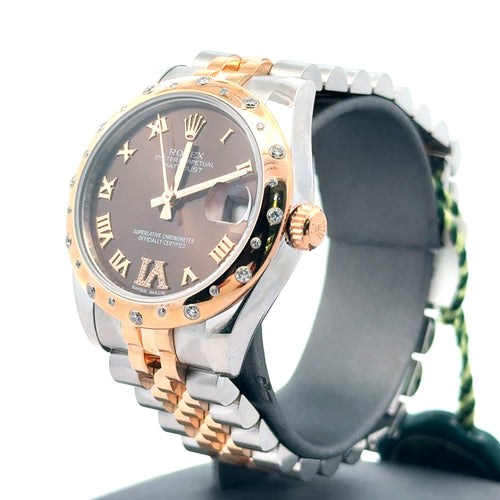 Pre-Owned Rolex Datejust 31mm 2 tone 18k Rose Gold Watch 178341 diamond bezel