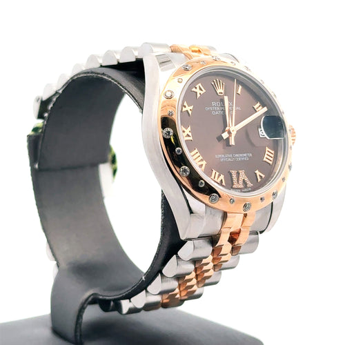 Pre-Owned Rolex Datejust 31mm 2 tone 18k Rose Gold Watch 178341 diamond bezel