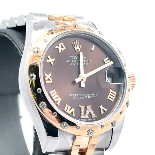 Pre-Owned Rolex Datejust 31mm 2 tone 18k Rose Gold Watch 178341 diamond bezel