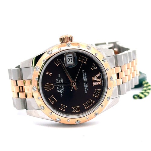 Pre-Owned Rolex Datejust 31mm 2 tone 18k Rose Gold Watch 178341 diamond bezel