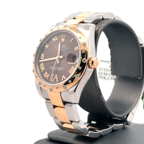 Pre-Owned Rolex Datejust 31mm 2 tone 18k Rose Gold Watch 178341 diamond bezel