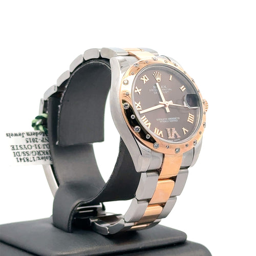 Pre-Owned Rolex Datejust 31mm 2 tone 18k Rose Gold Watch 178341 diamond bezel