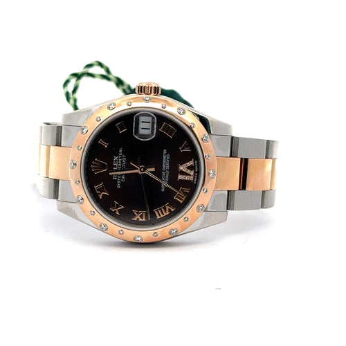 Pre-Owned Rolex Datejust 31mm 2 tone 18k Rose Gold Watch 178341 diamond bezel