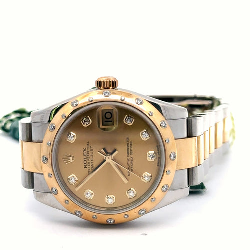Pre-Owned Rolex Datejust 31mm 2 tone 18k Yellow Gold Watch 178343 diamond bezel