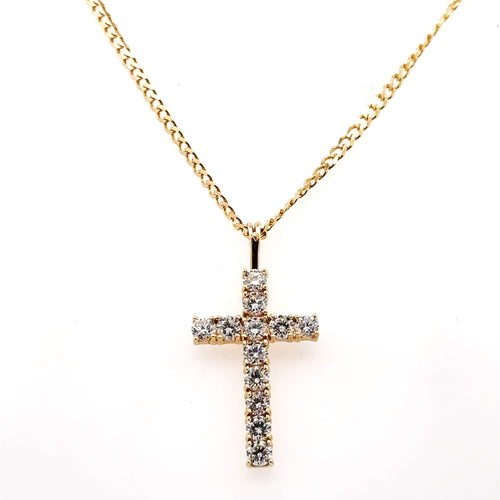 14k Yellow Gold 1.00 CT Diamond Cross Pendant Necklace, 5.1gm, S107911