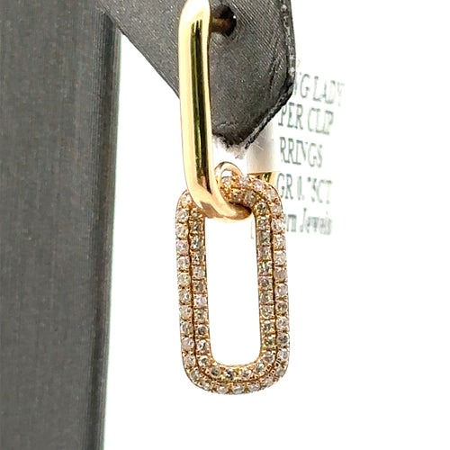 14k Yellow Gold .50CT Diamond paperclip Earrings, 3.0gm, S15502