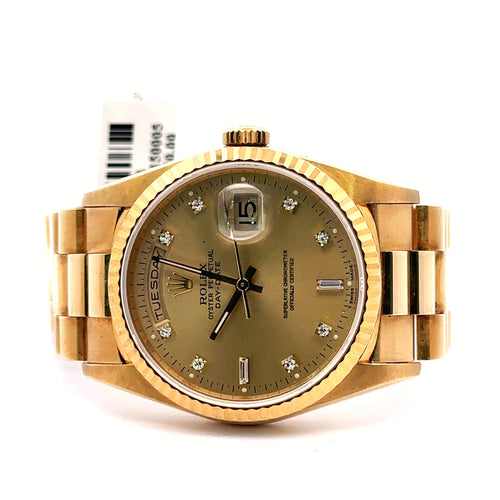 Pre-Owned Rolex Day Date Presidential 36mm 18k Yellow Gold Watch 18238