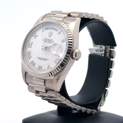 Pre-Owned Rolex Day Date Presidential 36mm 18k white Gold Watch 18239
