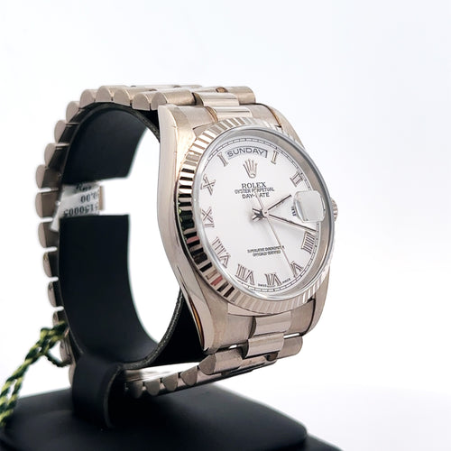 Pre-Owned Rolex Day Date Presidential 36mm 18k white Gold Watch 18239