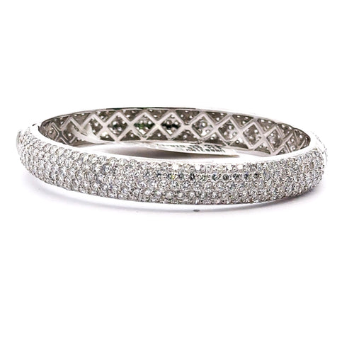 14k White Gold 17.07CT Diamond Bangle Bracelet, 34.7g, 8'' wrist