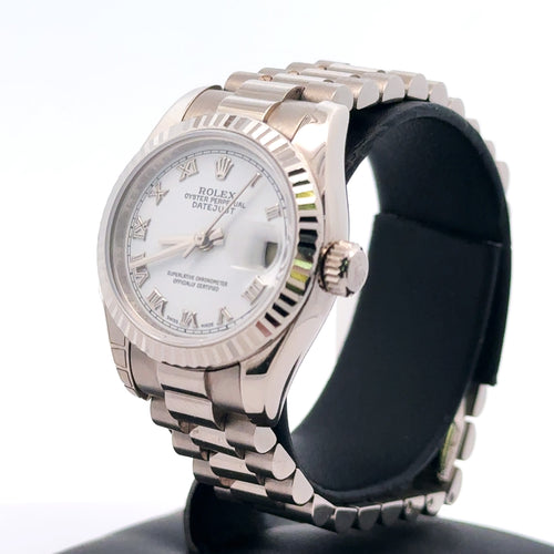 Pre-Owned Rolex Datejust Presidential 26mm 18k white Gold Watch 179179